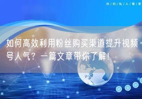 如何高效利用粉丝购买渠道提升视频号人气？一篇文章带你了解！