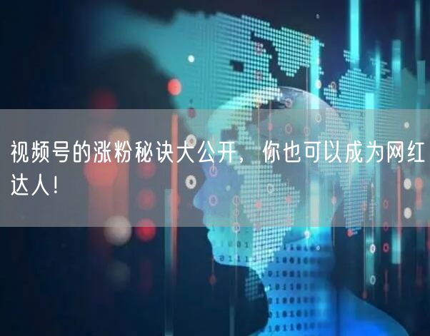视频号的涨粉秘诀大公开，你也可以成为网红达人！