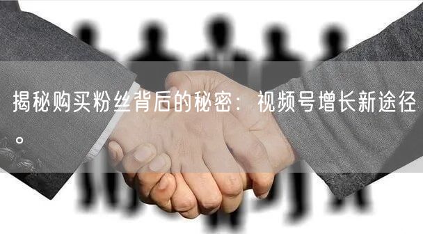 揭秘购买粉丝背后的秘密：视频号增长新途径。