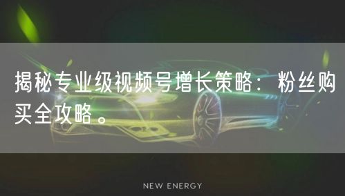 揭秘专业级视频号增长策略：粉丝购买全攻略。