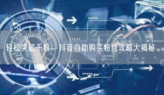 轻松突破千粉！抖音自助购买粉丝攻略大揭秘。
