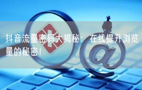 抖音流量密码大揭秘：在线提升浏览量的秘密！