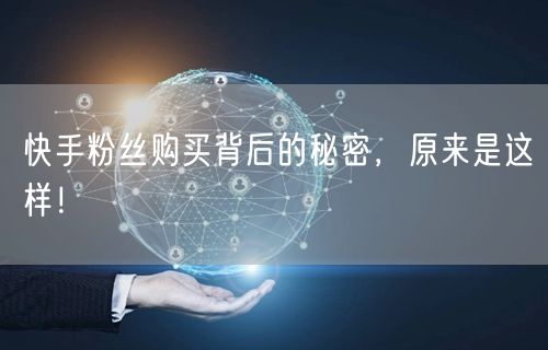 快手粉丝购买背后的秘密，原来是这样！