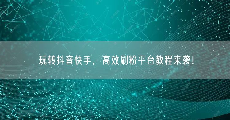 玩转抖音快手，高效刷粉平台教程来袭！