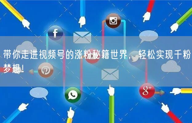 带你走进视频号的涨粉秘籍世界，轻松实现千粉梦想！