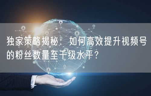 独家策略揭秘：如何高效提升视频号的粉丝数量至千级水平？