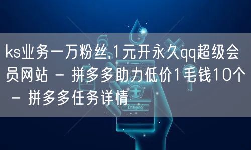 ks业务一万粉丝,1元开永久qq超级会员网站 - 拼多多助力低价1毛钱10个 -