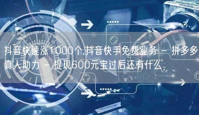 抖音快速涨1000个,抖音快手免费业务 - 拼多多真人助力 - 提现600元宝过