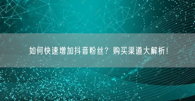 如何快速增加抖音粉丝？购买渠道大解析！