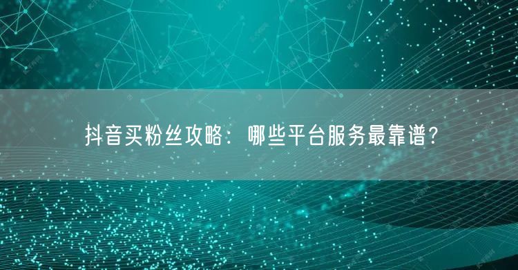 抖音买粉丝攻略：哪些平台服务最靠谱？