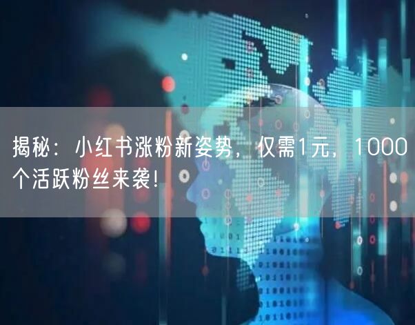 揭秘：小红书涨粉新姿势，仅需1元，1000个活跃粉丝来袭！