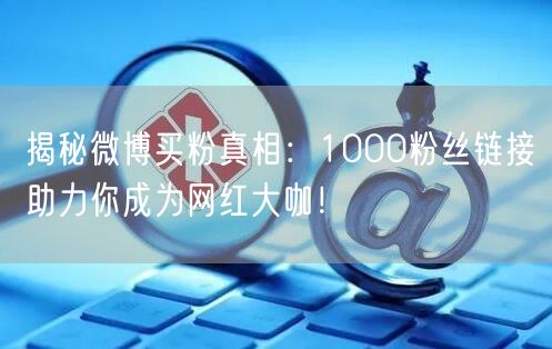 揭秘微博买粉真相：1000粉丝链接助力你成为网红大咖！